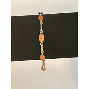 950 Sterling silver marquise shape bezel set jasper bracelet